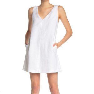 NWT Theory White Linen V Neck Shift Dress